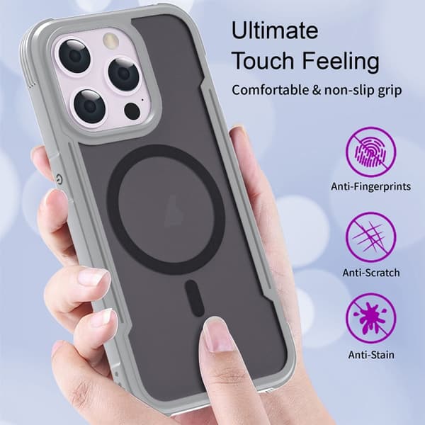 iPhone 16 Pro Skal - Frostad MagSafe Magnetisk PC Hybrid TPU Telefonfodral Grå