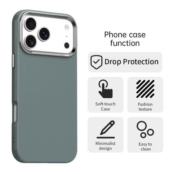 iPhone 18 Pro Max / iPhone 17 Pro Max Skal - Kolfiber Series IMD Grå