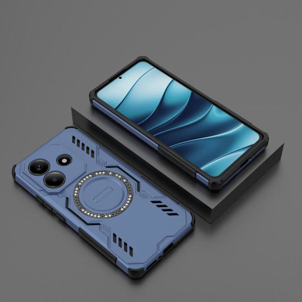 Redmi Note 14 5G - Global Butterfly Armor MagSafe Magnetisk Ring Stötsäker Mobilskal Blå