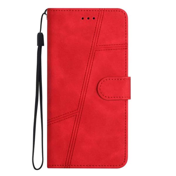 iPhone 18 Pro Max / iPhone 17 Pro Max Skal läderfodral med skin-feel sömnad Röd