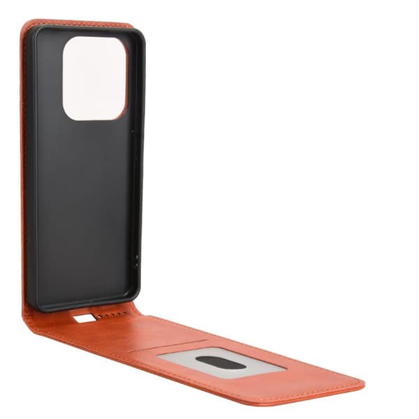 Redmi Note 14 5G - Magnetisk Vertikal Flip Läderfodral Brun