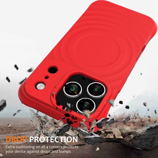 iPhone 18 Pro Max / iPhone 17 Pro Max Skal - Vågtextur med MagSafe Magnetisk Flytande Silikon Röd