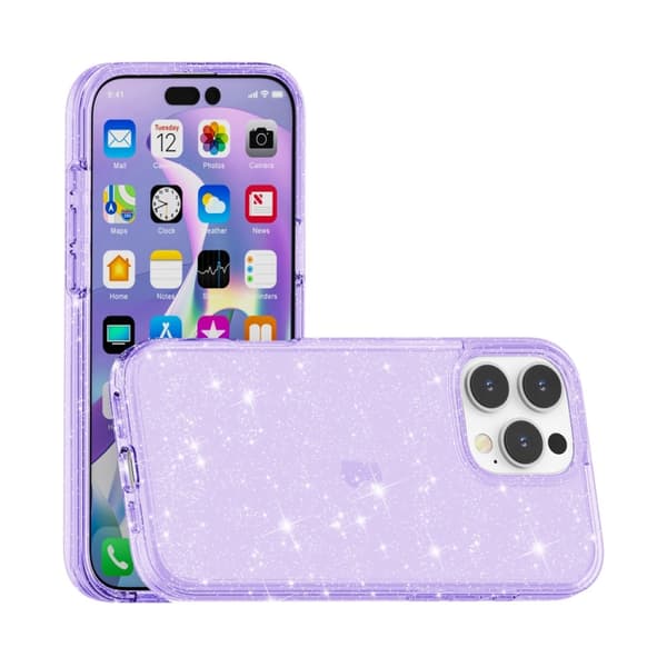 iPhone 16 Pro Shockproof Terminator Glittrande Pulver Skal Purpur