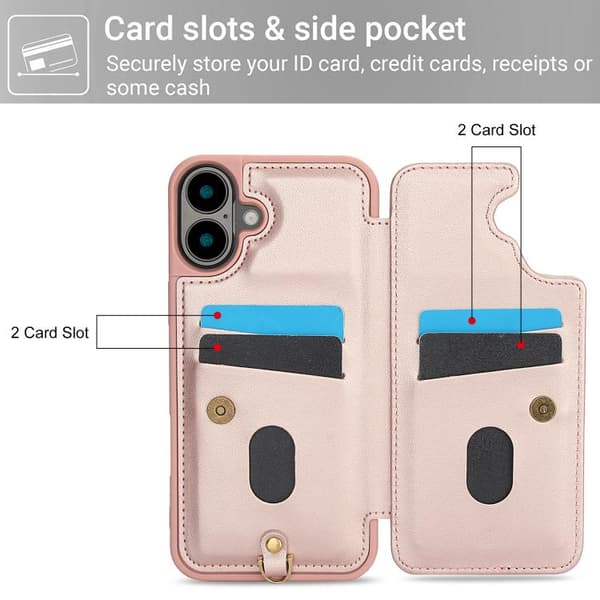 iPhone 17 Skal läderfodral med blommönster Roséguld