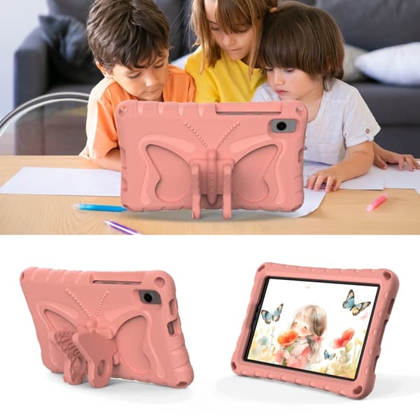 Samsung Galaxy Tab A7 Lite T220 Shockproof EVA Butterfly Bracket Fodral Rosa Orange
