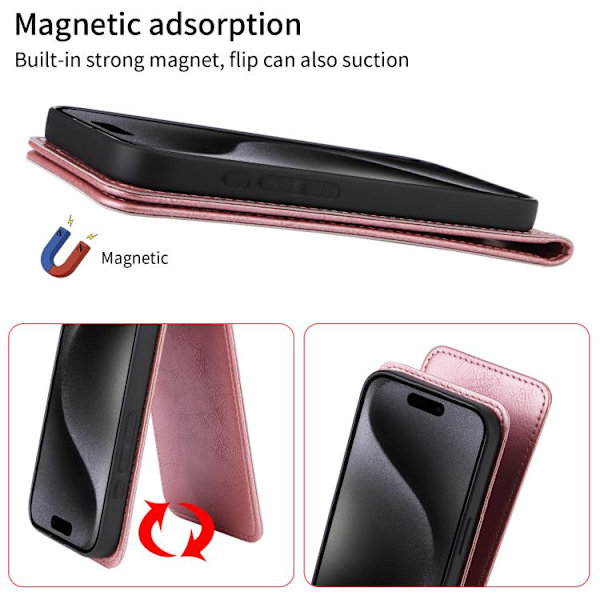 Redmi Note 14 Pro 4G - Magnetisk Vertikal Flip Läderfodral Roséguld
