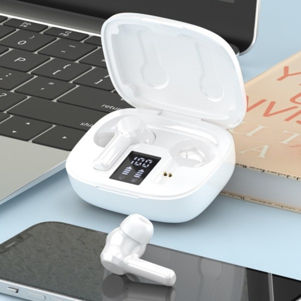 W30 TWS Digital Display Touch Sports Noise Reduction Bluetooth Hörlurar Vit