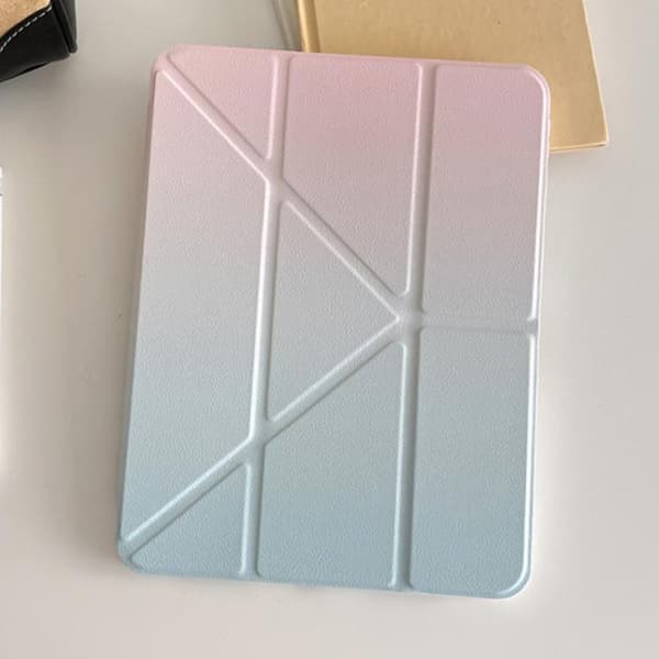 iPad Pro 11 2024 Skal i Regnbågsgradient Y-Fold Läderfodral Gradient rosa