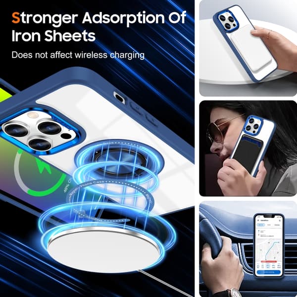 iPhone 16 Pro Magnetisk Rotationsring Skal - Skydda din telefon med stil! Mörkblå