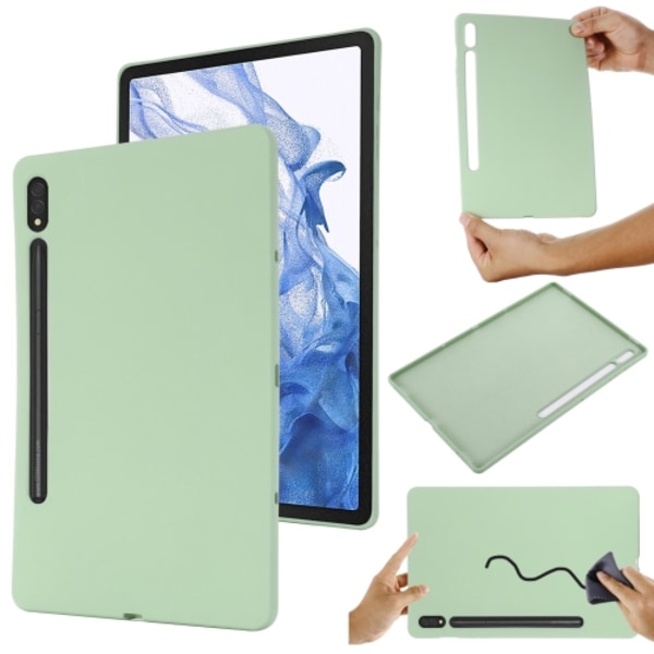 Samsung Galaxy Tab S9 Ultra / S10 Ultra Skal i Ren Färg av Flytande Silikon, Stötsäker Grön