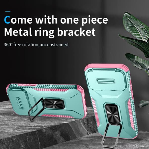 iPhone 18 Pro Max / iPhone 17 Pro Max Skal med Sliding Camshield Holder Rosa + Grågrön