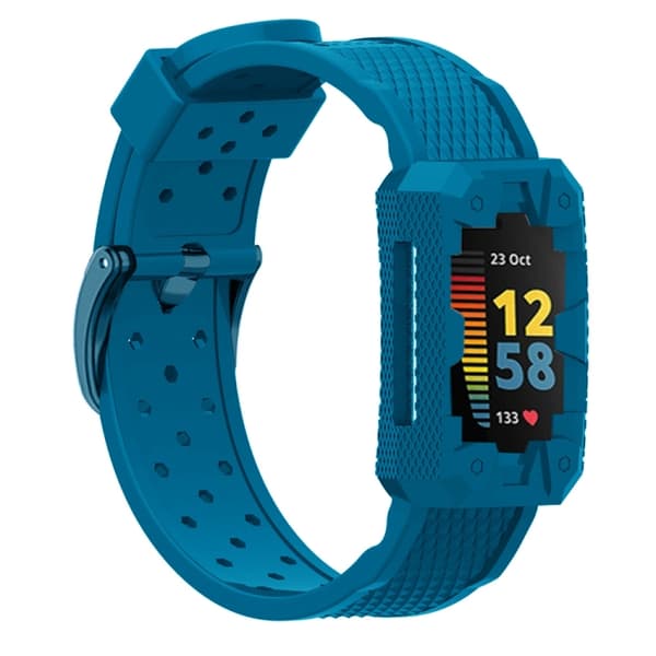 För Fitbit Charge 5 Silikon Integrated Strap Watch Band Lake Blue