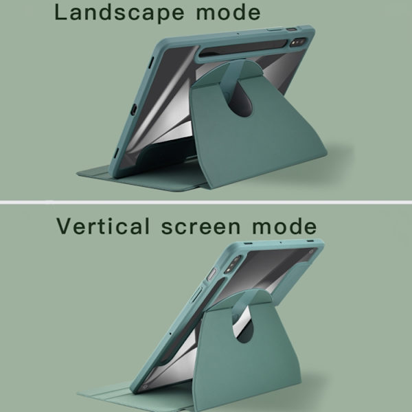 Samsung Galaxy Tab S8+/S7+ 360° Rotationsskydd i Läder Grå