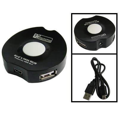 4-Port USB 2.0 Hub (Svart) - Med Blå LED Indikator