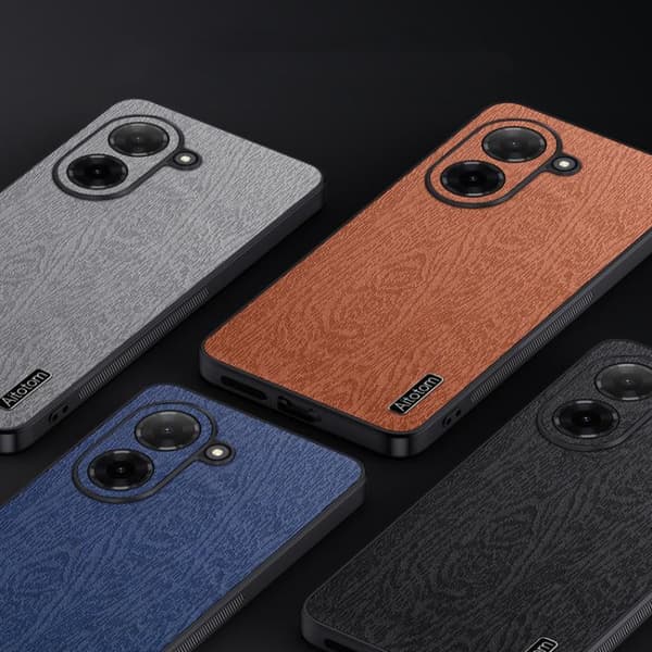 Redmi A5 - Stötsäker fodral i Träbarksläder Grå