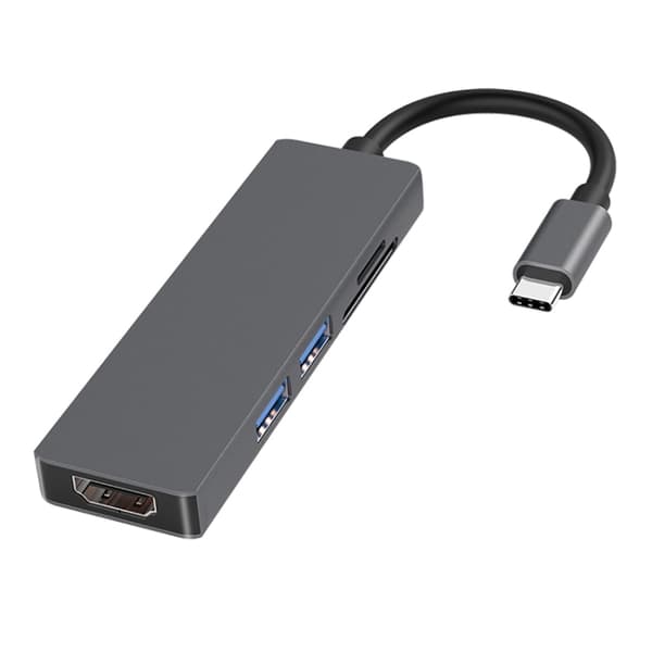 5-i-1 USB-C Hub Adapter: HDMI 4K, 2 USB 3.0 Ports & SD/TF Card Reader