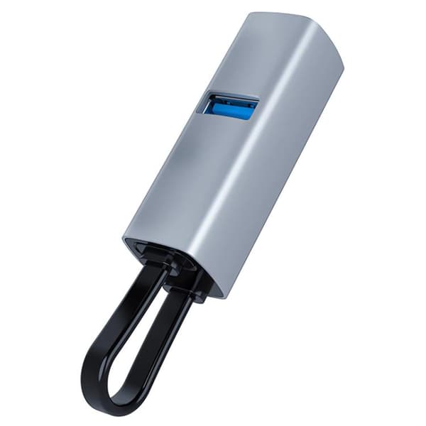 Typ-C till USB3.0 och Dubbel USB2.0 Bärbar Multifunktionell Dockningsstation Hub Adapter (Silver)