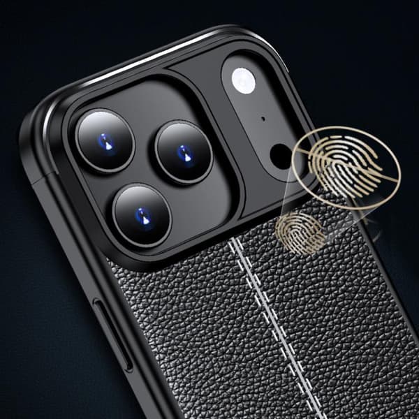 iPhone 17 Air Skal - Litchi-textur, Stöttålig TPU Blå