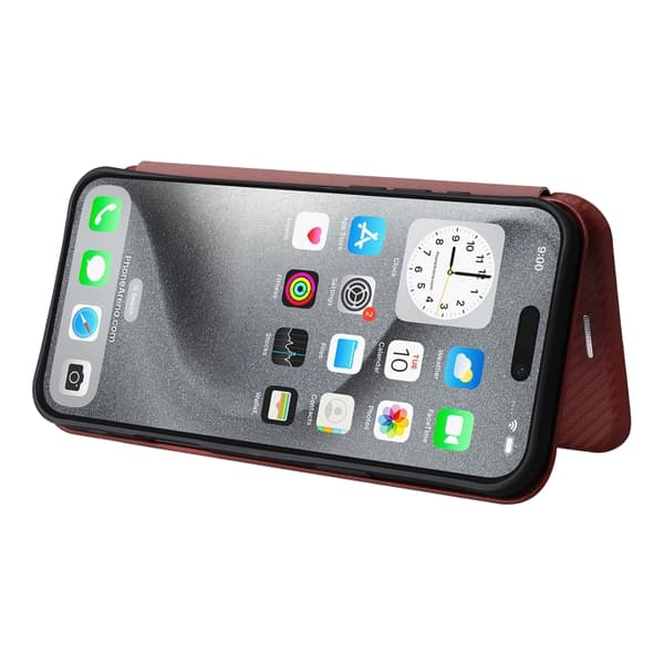 iPhone 16 Pro Max Skal Kolfibertextur - Elegant Fodral för Skydd och Stil Brun
