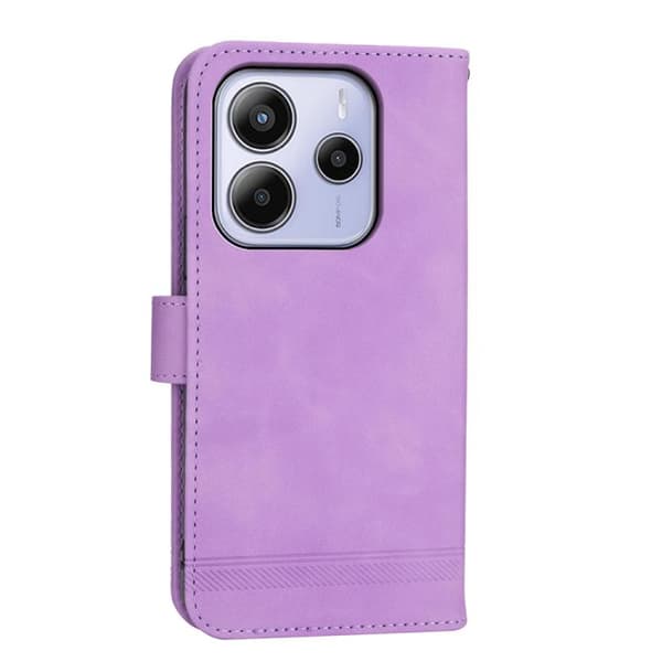 Redmi Note 14 4G - Dierfeng Dream Line TPU Hybrid PU Läderfodral Purpur