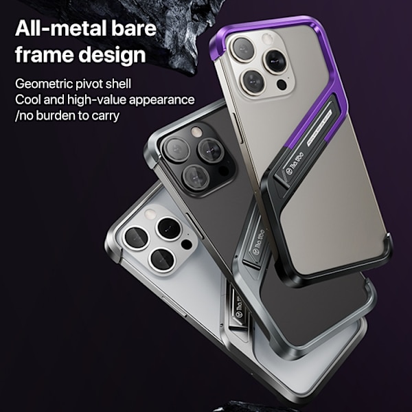 iPhone 16 Pro Max S-formad Ställramlös Metallskal Silver