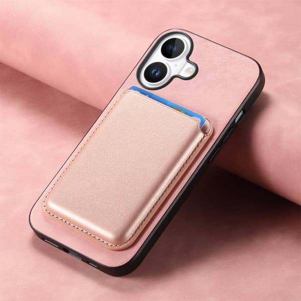 iPhone 17 Retro Magsafe Kortväska PU Bakskal Rosa