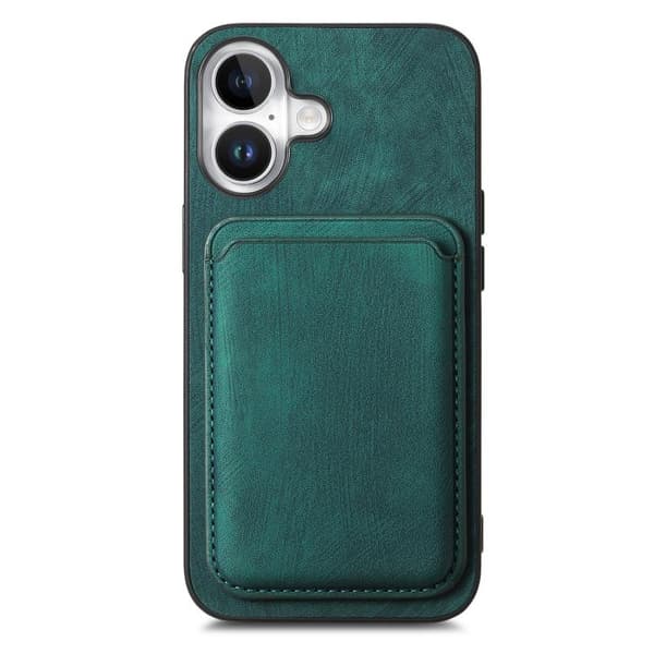 iPhone 17 Retro Läderkortväska Magnetisk Skal Grön