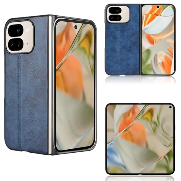 för Pixel 9 Pro Fold - Cowmönster Sydd Bakskydd Skal Blå