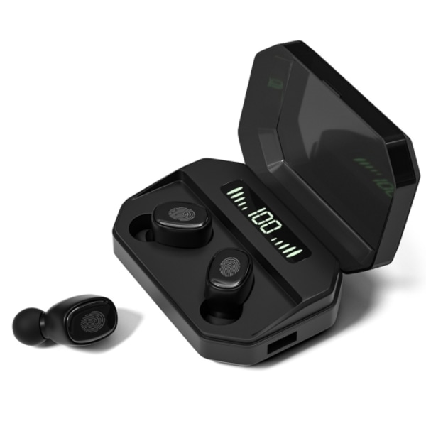 M8 Bluetooth 5.0 TWS Touch Digital Display True Wireless Bluetooth-hörlurar med laddningsbox Svart