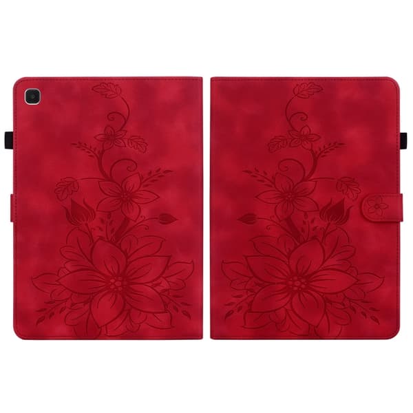 Samsung Galaxy Tab A7 Lite 8.7 Lily Prägad Läderfodral Röd