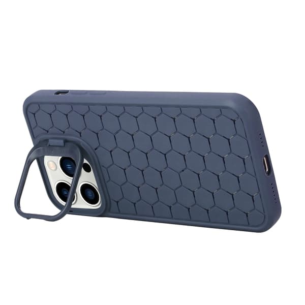 iPhone 16 Pro Honeycomb Strålningshållare TPU Skal med Lanyard Blå