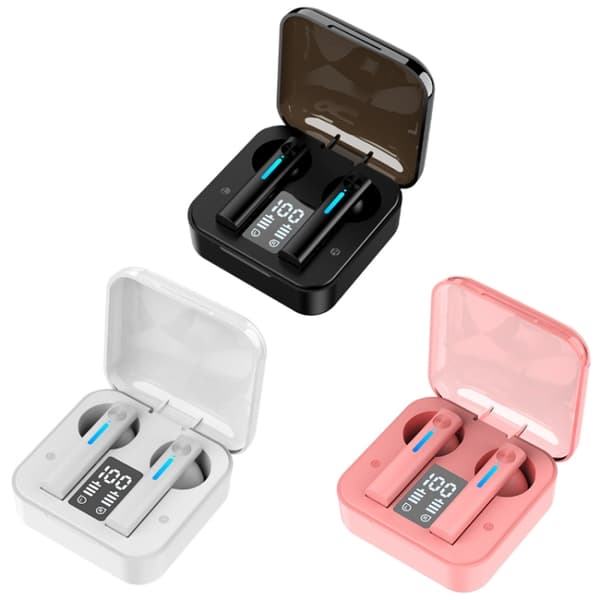 T13 TWS Digital Display Trådlösa In-Ear Sport Bluetooth Hörlurar Touch Control Rosa