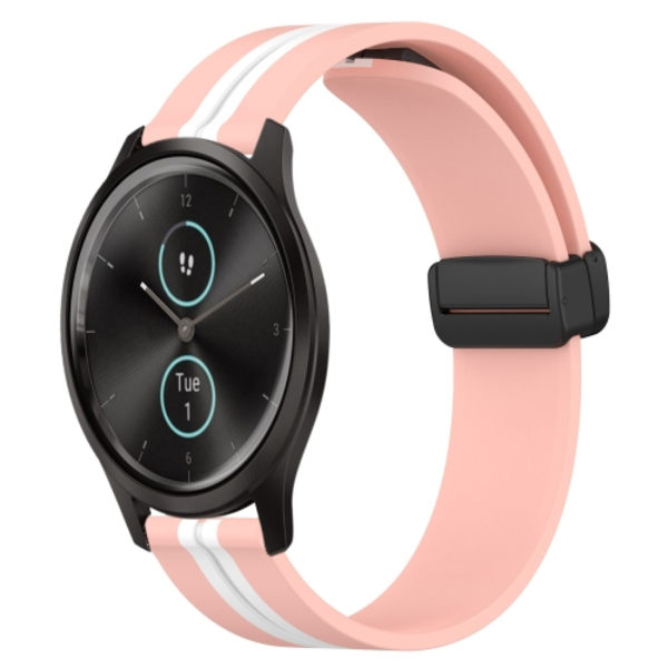 För Garmin Garminmove Style 20 mm vikbart magnetlås silikon watch Pink-White