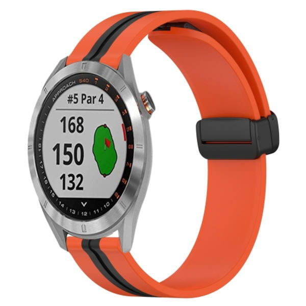För Garmin Approach S40 20 mm vikbart magnetlås i watch Orange-Black