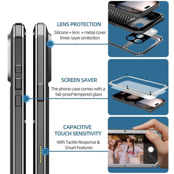 iPhone 18 Pro Max / iPhone 17 Pro Max Skal - Stöttålig och IP54 Vattentålig Silver