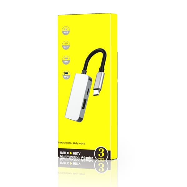 3-i-1 Multifunktionell USB-C / Typ-C till PD USB-C / Typ-C + Micro USB + HDTV Hub Dockningsstation