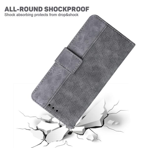 iPhone 18 Pro Max / iPhone 17 Pro Max Skal Läderfodral med Geometrisk Prägling Grå