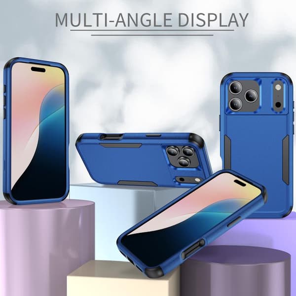 iPhone 17 Pro Max Skal - Stötabsorberande TPU + PC Kungsblå + Svart
