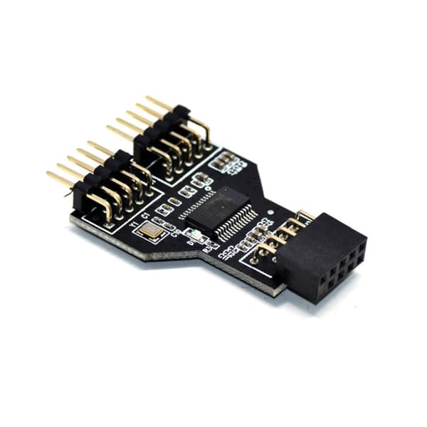 9-Pin USB 2.0 Hub Adapter - 1 to 2 Female Connector for Front Panel USB Expansion