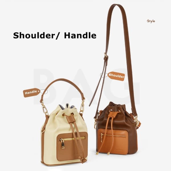 Cwatcun D82 Bundle Dragsnöre Linsväska PU Crossbody Kameraväska Beige