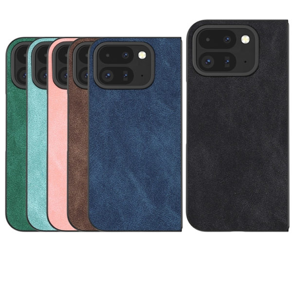 för Pixel 9 Pro Fold - Full Coverage Skal i Svart PU Läder Kaffe