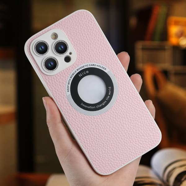 iPhone 16 Pro Max Glitter Lens MagSafe Magnetisk Skal Rosa