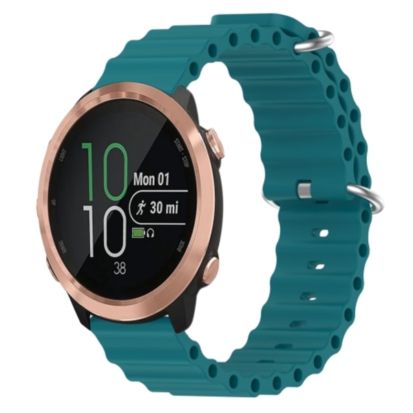 För Garmin Forerunner 645 Music 20mm Ocean Style Silikon Solid Color Watch Band Green