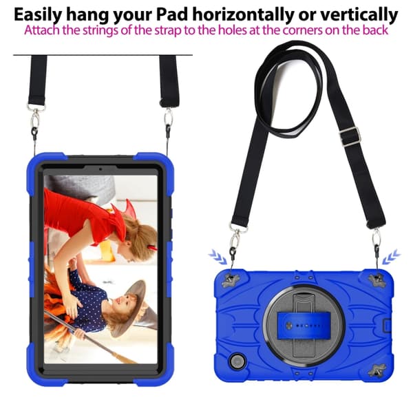 Samsung Galaxy Tab A9 / A11 Bat Hand Grip Ställ Blå Svart