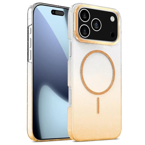 iPhone 18 Pro / iPhone 17 Pro Skal - Guld Diamant Glittrande Gradient MagSafe Stötsäker Guld