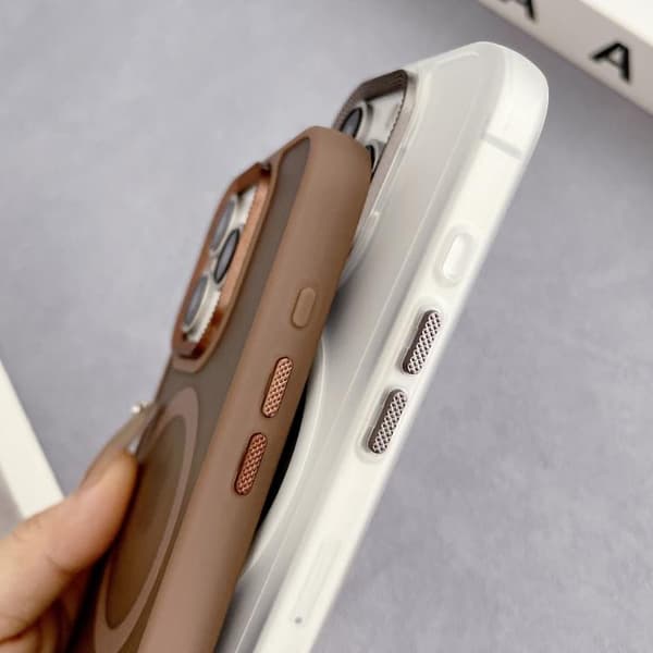 iPhone 16 Pro Diamant Linse Ram PC Hybrid TPU MagSafe Skal Vit