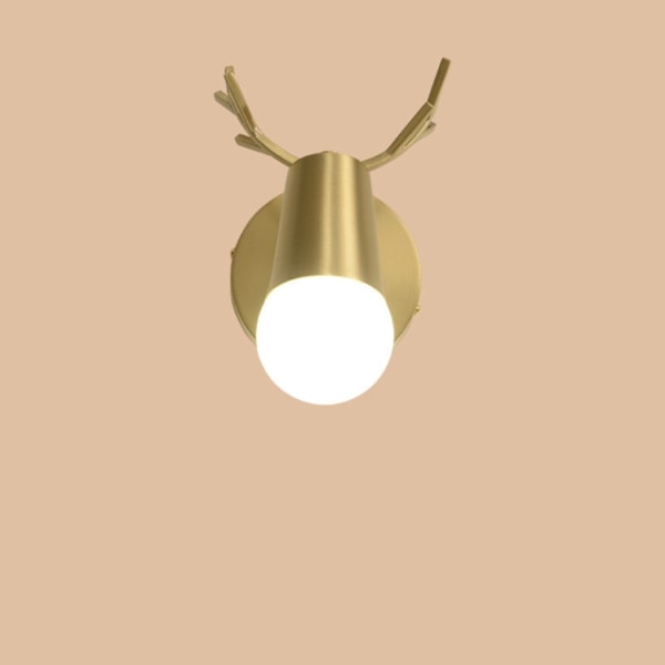 Enkelhuvud vägglampa Koppar Antler Vägglampa Spegelstrålkastare Vardagsrum Trappor Ljus Kreativ Sovrum Sänglampa (Varmvitt ljus 5W)