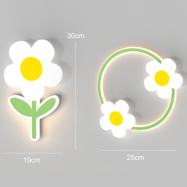 Barnrums varm sänglampa solros vägglampa, färg: blomma trefärgs dimmer