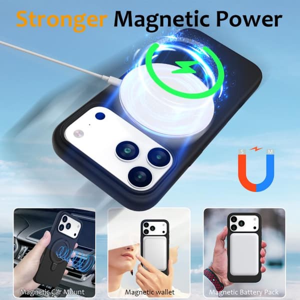 iPhone 18 Pro Max / iPhone 17 Pro Max Skal - Flytande Silikon med MagSafe Magnetisk Ringhållare Svart
