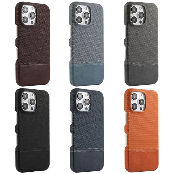 iPhone 17 Pro Skal - Stitching Cloth med MagSafe Magnetisk PC Hybrid PU Grå